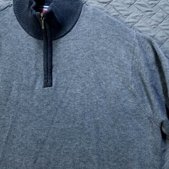 IZOD Sweater Mens XL Gray 1/4 Zip Pullover Long Sleeve High Neck Casual - Picture 2 of 8